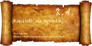 Kapitány Arnold névjegykártya