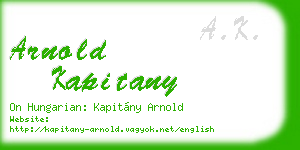 arnold kapitany business card