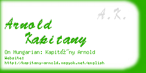 arnold kapitany business card